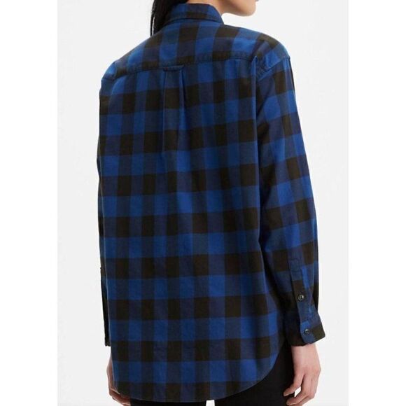 Levis Blue Black Buffalo Plaid Utility Button Down Shirt Medium NEW - Picture 2 of 2